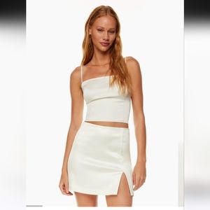 NWT White Tatiana Satin Skirt